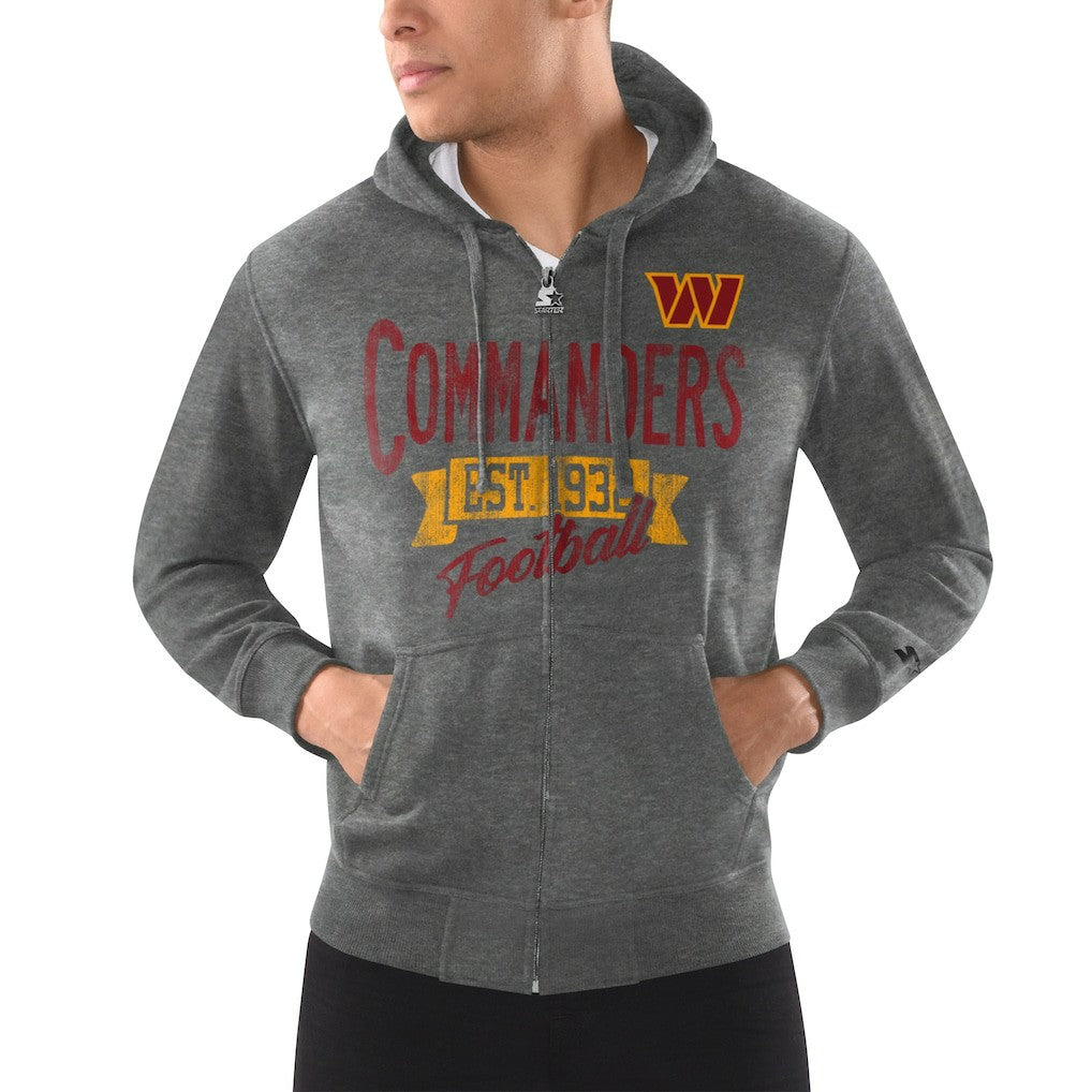 Washington Commanders Starter Domestic Post Season Full-Zip Hoodie Charcoal - NFL