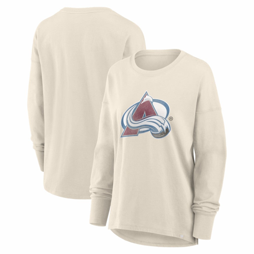 Colorado Avalanche - Fanatics Women's Distressed Logo Long Sleeve T-Shirt Cream