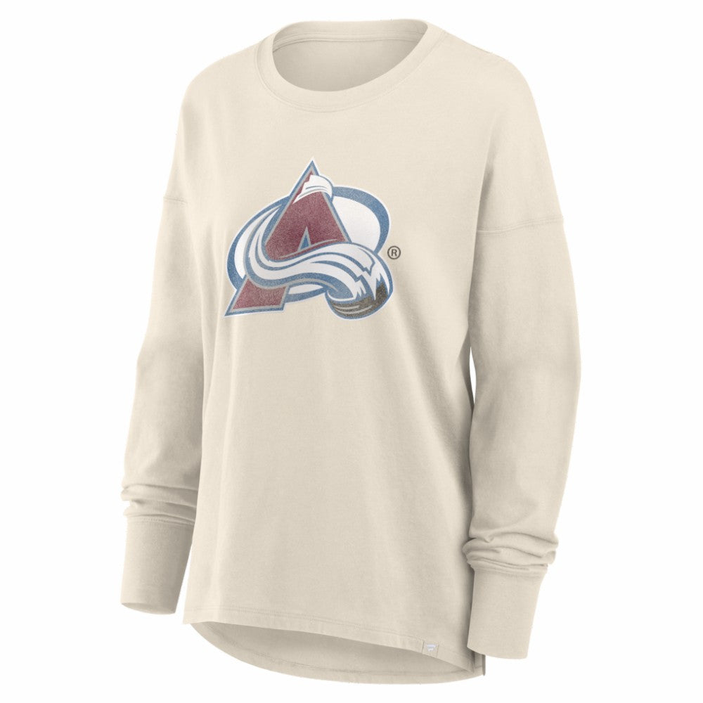 Colorado Avalanche - Fanatics Women's Distressed Logo Long Sleeve T-Shirt Cream