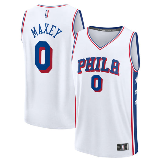 Tyrese Maxey Philadelphia 76ers Fast Break Replica Player Jersey - Association Edition - White | NBA Jerseys