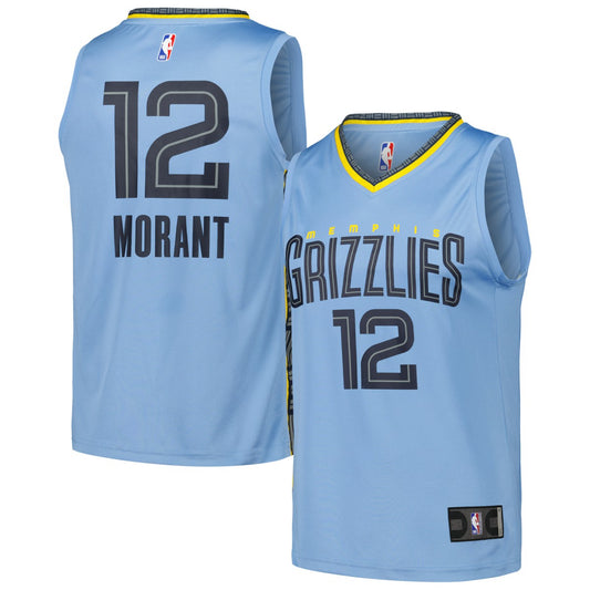 Ja Morant Memphis Grizzlies Fast Break Replica Player Jersey - Statement Edition - Light Blue | NBA Jerseys
