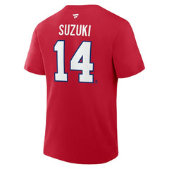Nick Suzuki Montreal Canadiens - Fanatics Authentic Stack Name & Number T-Shirt Red