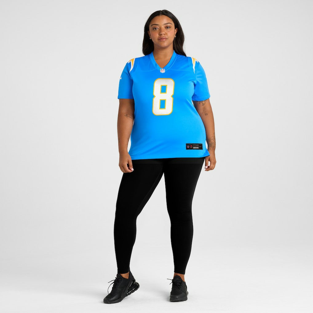 Max Duggan Los Angeles Chargers Women's Team Game Jersey Powder Blue - Nike