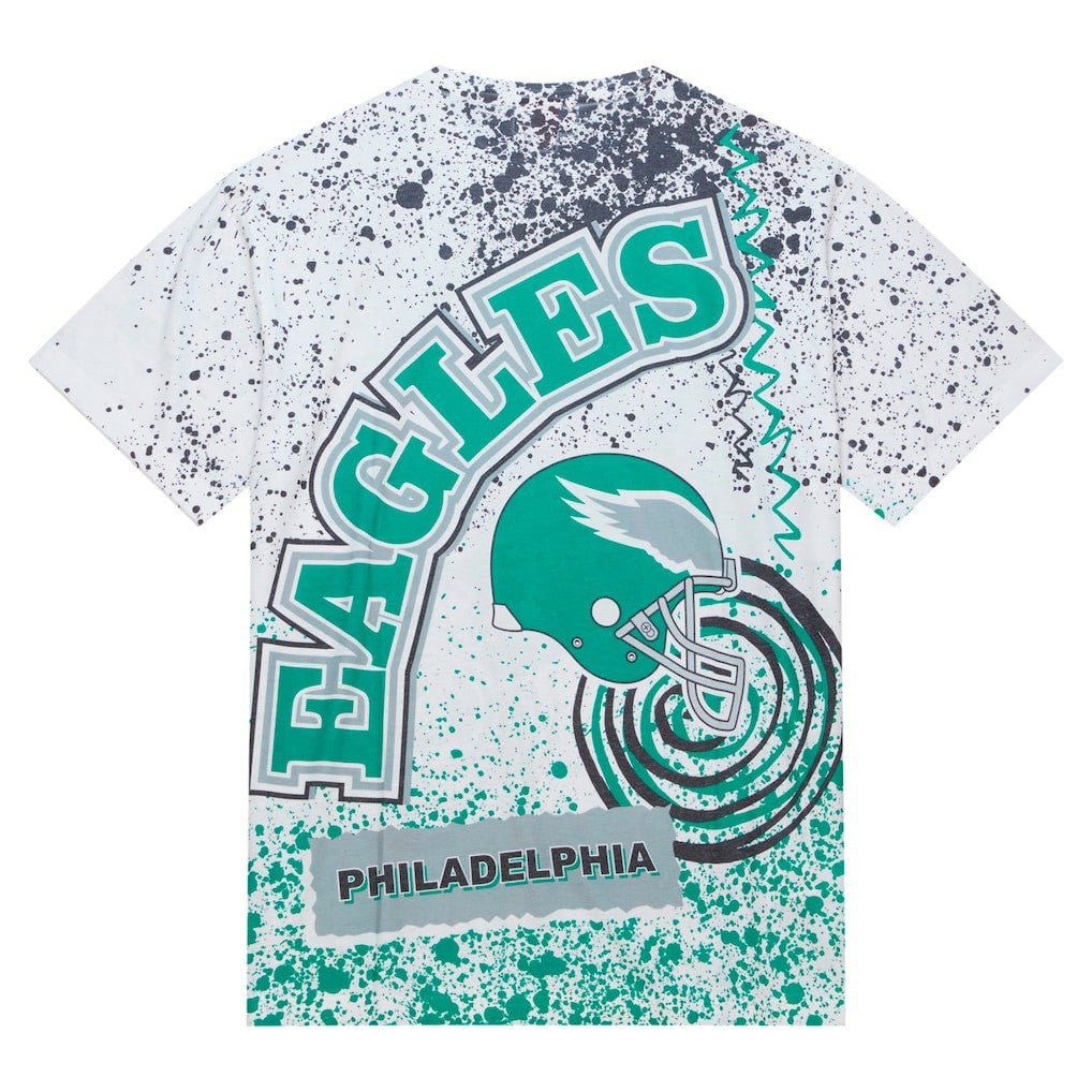 Philadelphia Eagles Big & Tall Allover Print T-Shirt White - Mitchell & Ness
