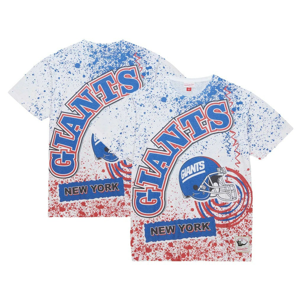 New York Giants Big & Tall Allover Print T-Shirt White - Mitchell & Ness