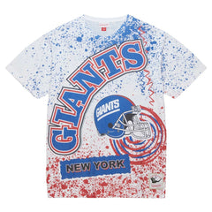 New York Giants Big & Tall Allover Print T-Shirt White - Mitchell & Ness