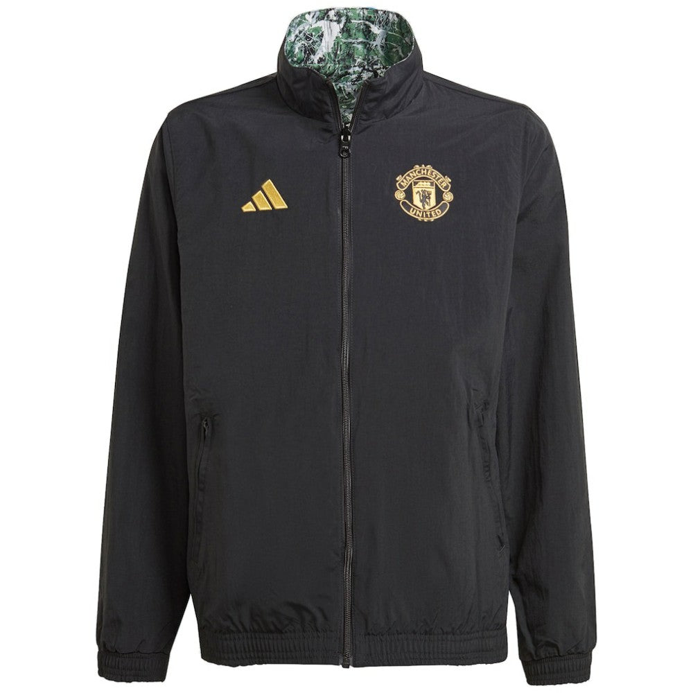 Adidas Manchester United x Stone Roses Originals Youth 2023/24 Reversible Anthem Full-Zip Jacket - Black