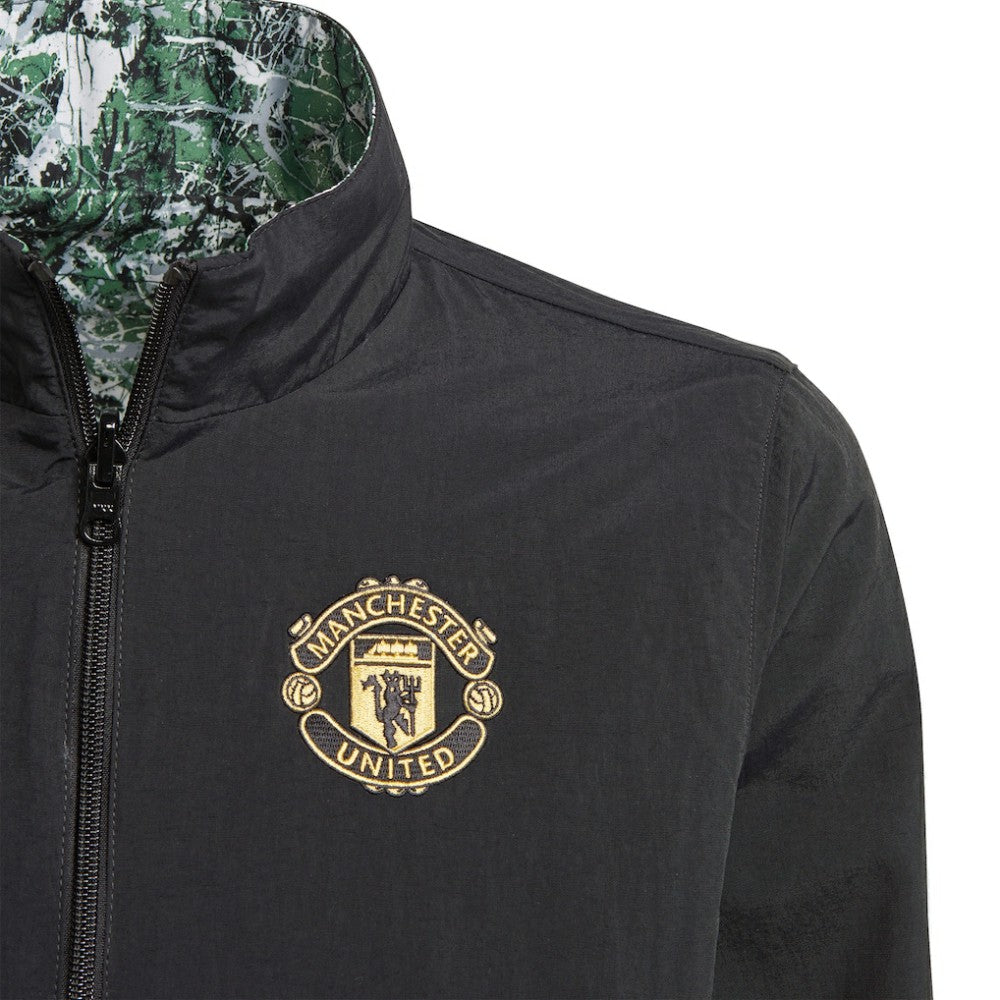Adidas Manchester United x Stone Roses Originals Youth 2023/24 Reversible Anthem Full-Zip Jacket - Black