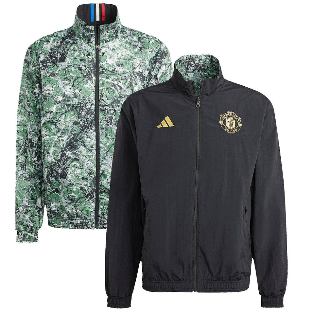 Adidas Manchester United x Stone Roses Originals 2023/24 Reversible Anthem Full-Zip Jacket - Black