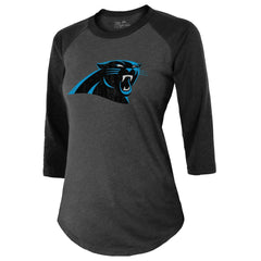 Bryce Young Carolina Panthers Majestic Threads Women's Player Name & Number Tri-Blend 3/4-Sleeve Fitted T-Shirt Black - NFL