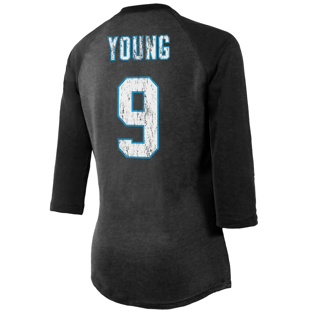 Bryce Young Carolina Panthers Majestic Threads Women's Player Name & Number Tri-Blend 3/4-Sleeve Fitted T-Shirt Black - NFL