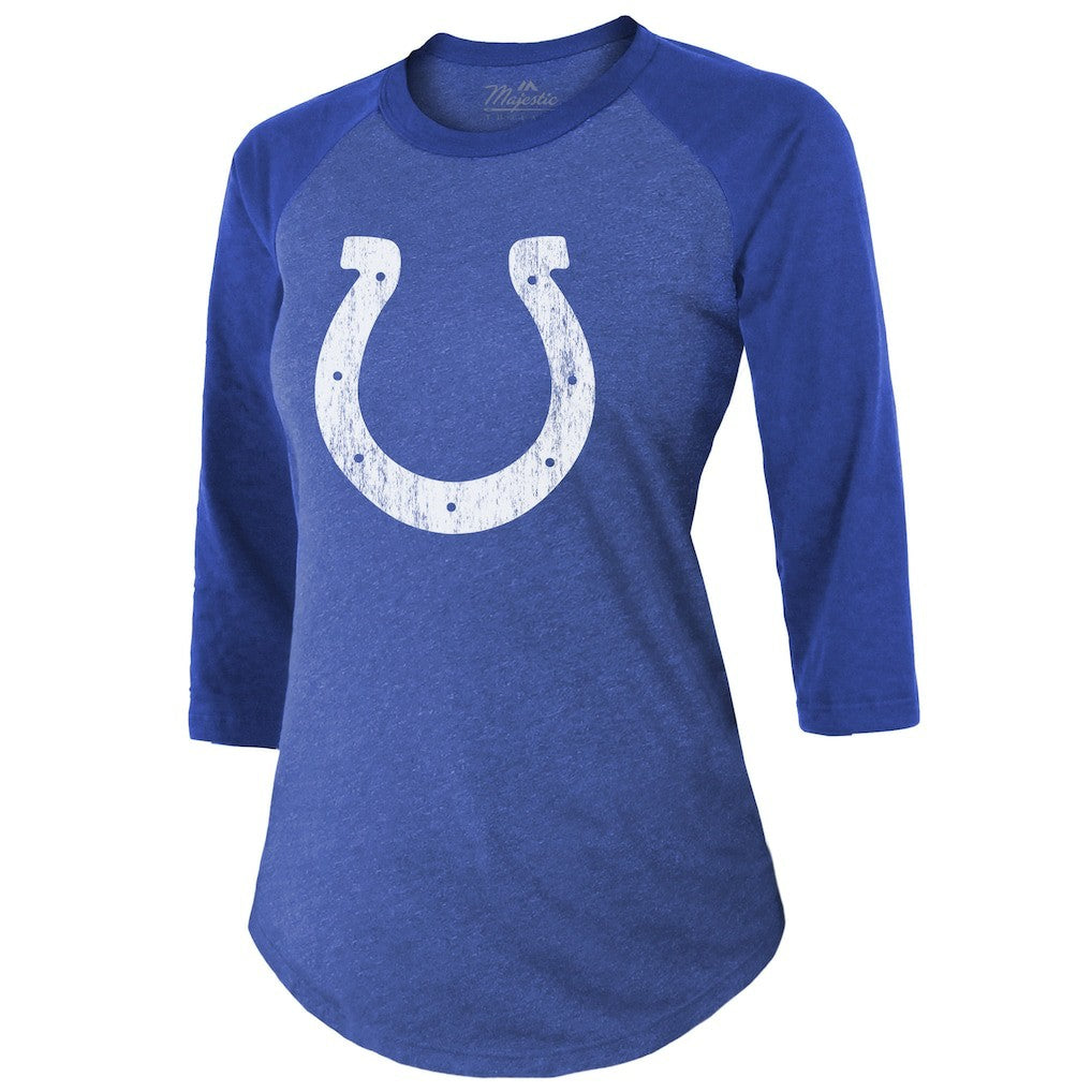 Anthony Richardson Indianapolis Colts Majestic Threads Women's Player Name & Number Tri-Blend 3/4-Sleeve Fitted T-Shirt Royal - NFL