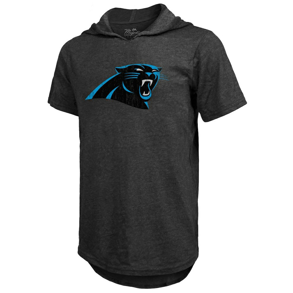 Bryce Young Carolina Panthers Majestic Threads Player Name & Number Tri-Blend Slim Fit Hoodie T-Shirt Black - NFL