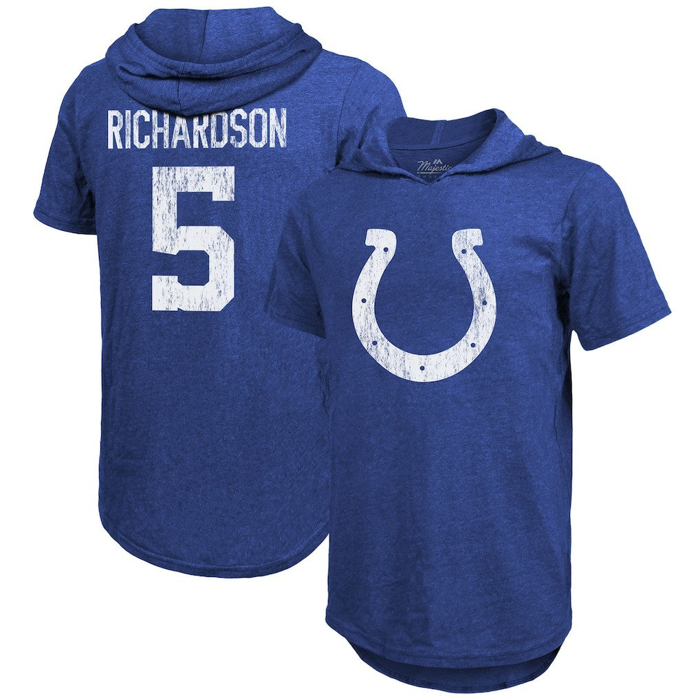 Anthony Richardson Indianapolis Colts Majestic Threads Player Name & Number Tri-Blend Slim Fit Hoodie T-Shirt Royal - NFL