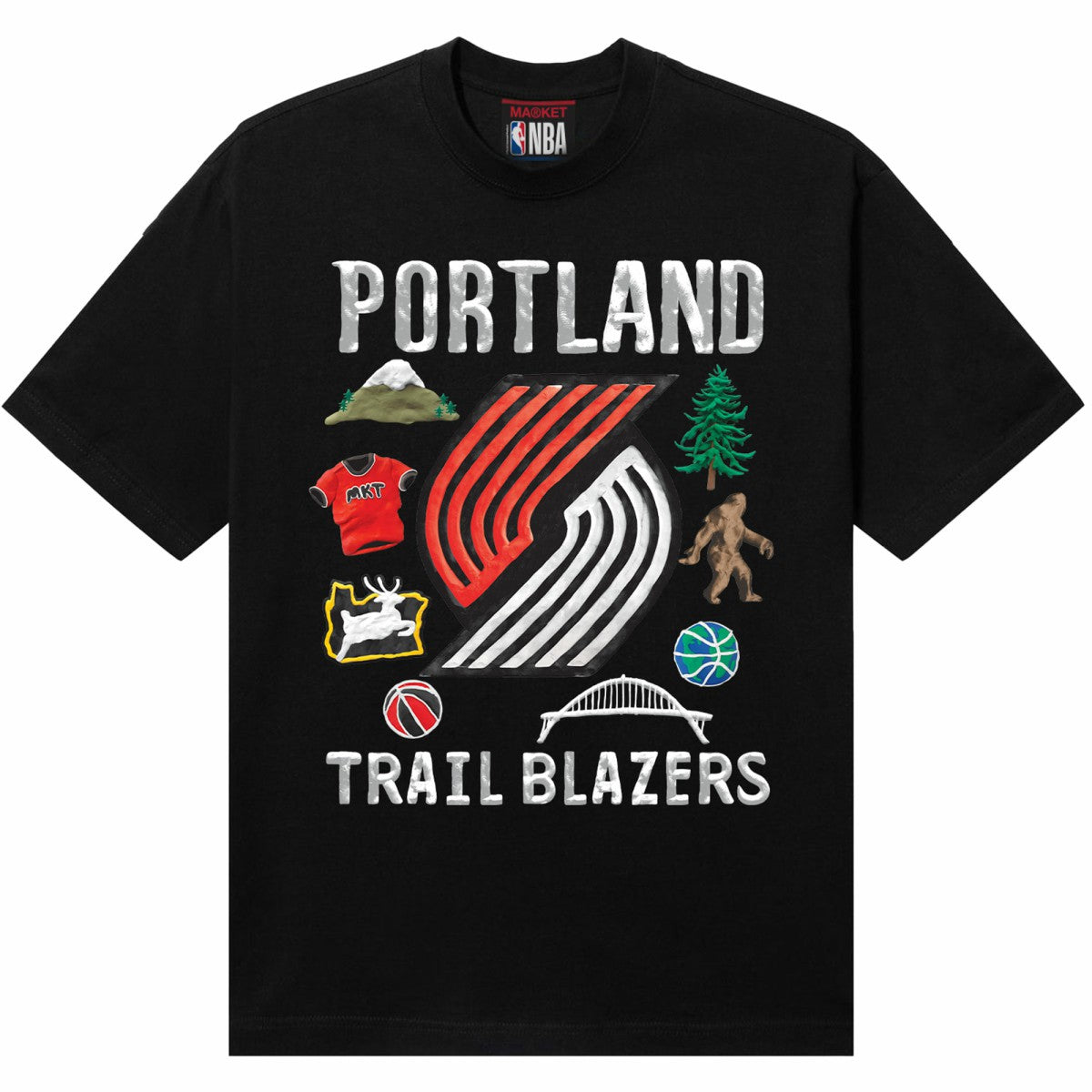 NBA - Portland Trail Blazers NBA x MARKET Unisex Claymation T-Shirt - Black