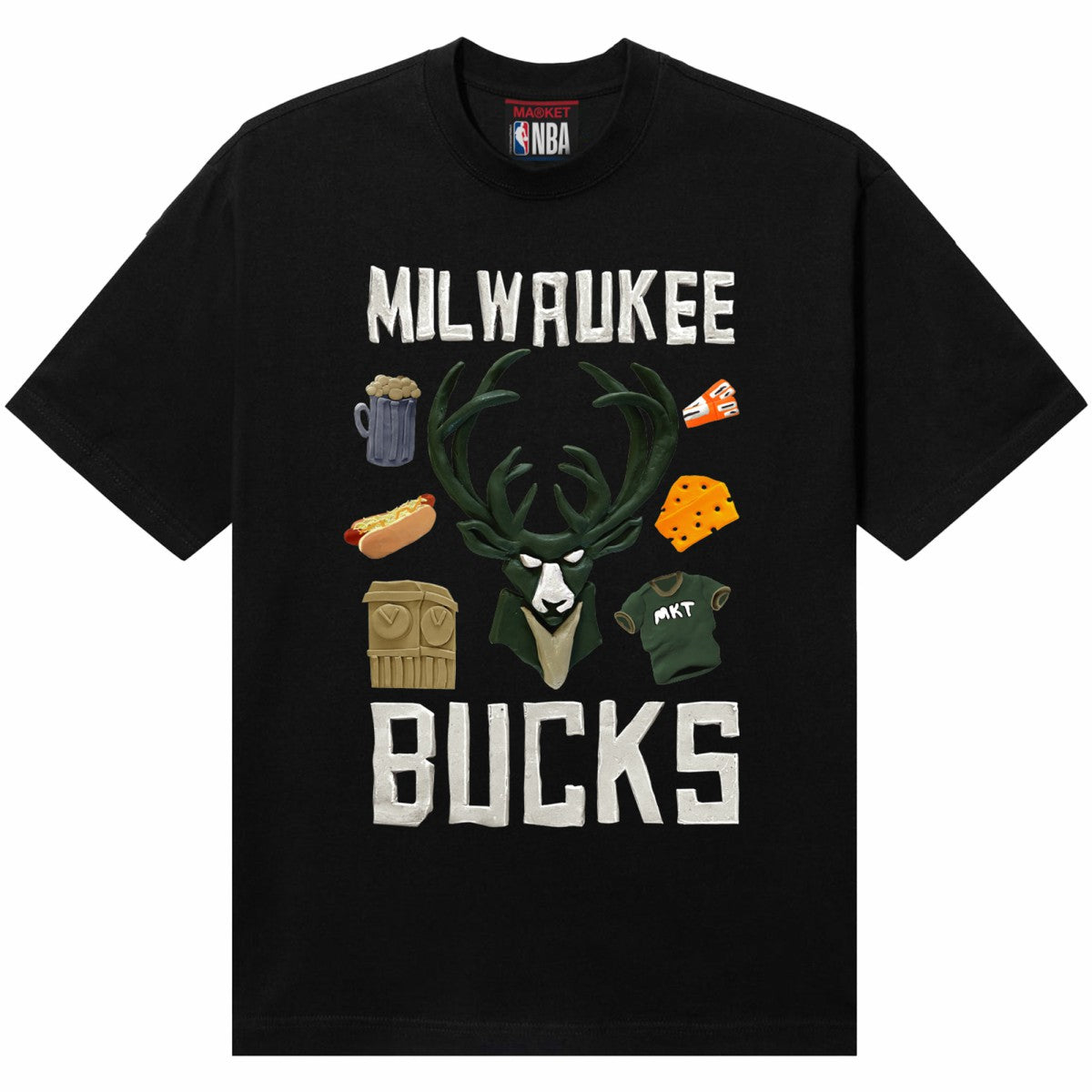 NBA - Milwaukee Bucks NBA x MARKET Unisex Claymation T-Shirt - Black