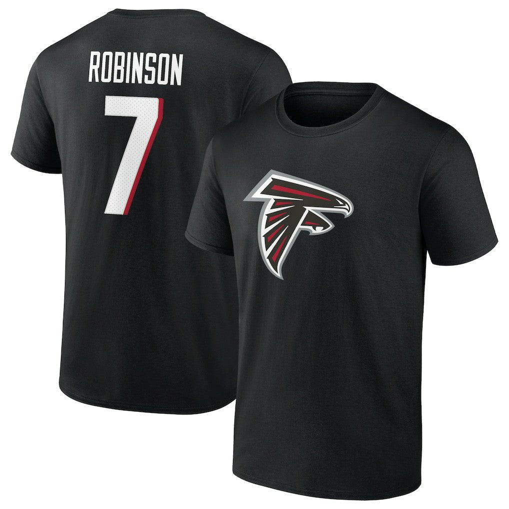 Bijan Robinson Atlanta Falcons Icon Name & Number T-Shirt Black - Fanatics