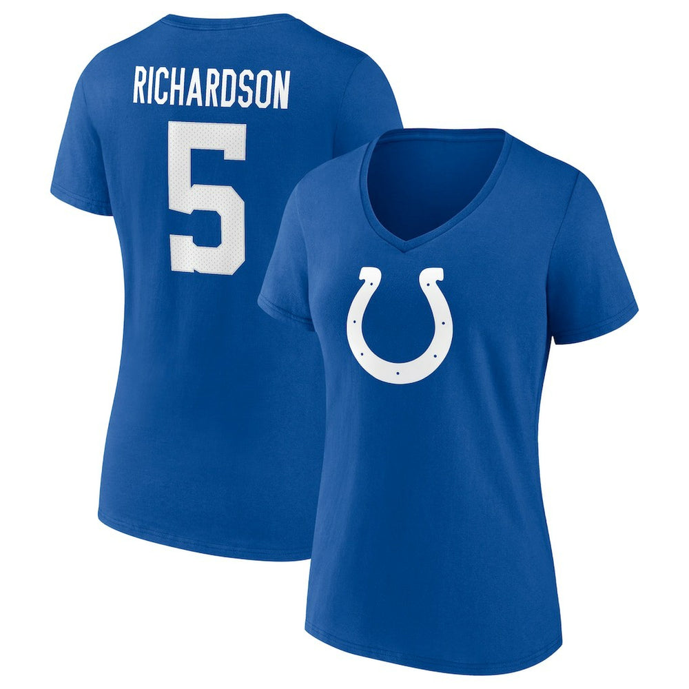 Anthony Richardson Indianapolis Colts Women's Icon Name & Number V-Neck T-Shirt Royal - Fanatics