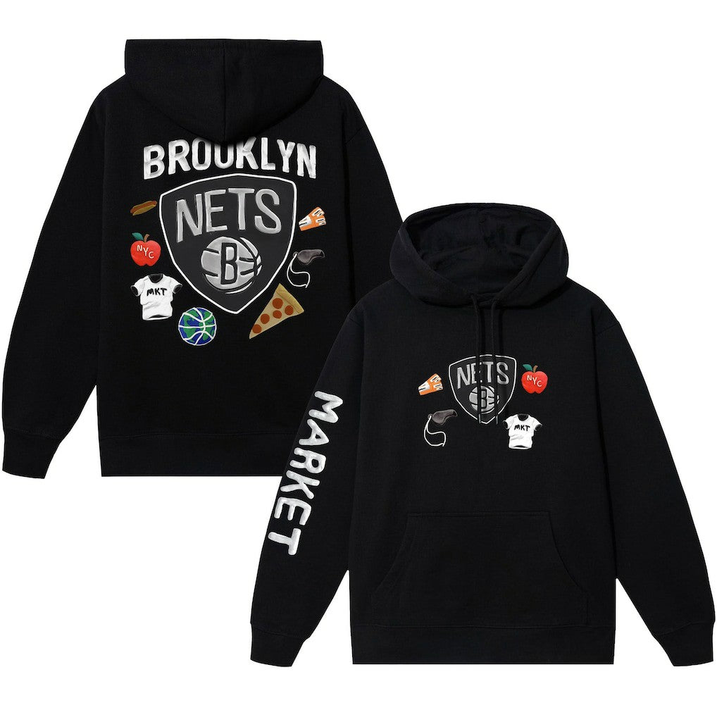 NBA - Brooklyn Nets NBA x MARKET Unisex Claymation Pullover Hoodie - Black