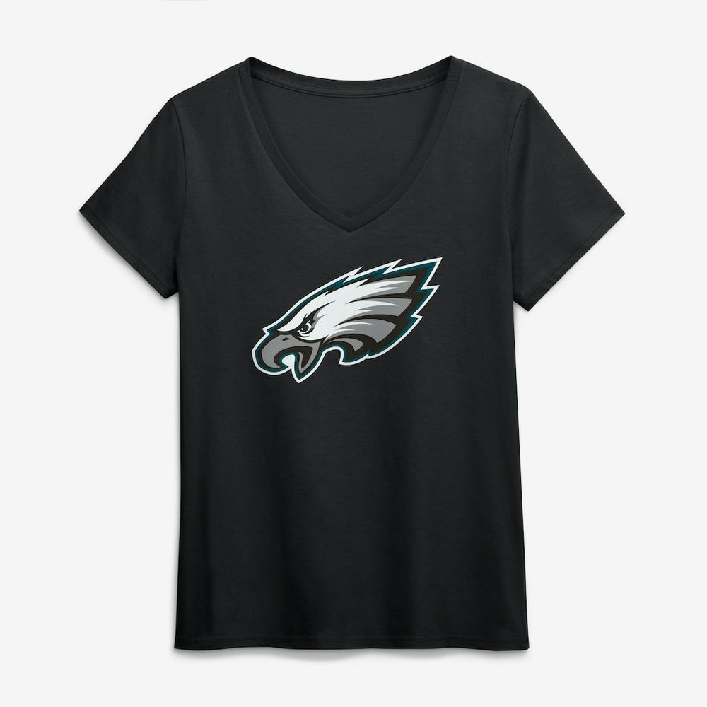 Philadelphia Eagles Logo Athletic Women's Primary Logo V-Neck T-Shirt Black - NFL