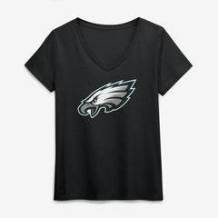 Philadelphia Eagles Logo Athletic Women's Primary Logo V-Neck T-Shirt Black - NFL