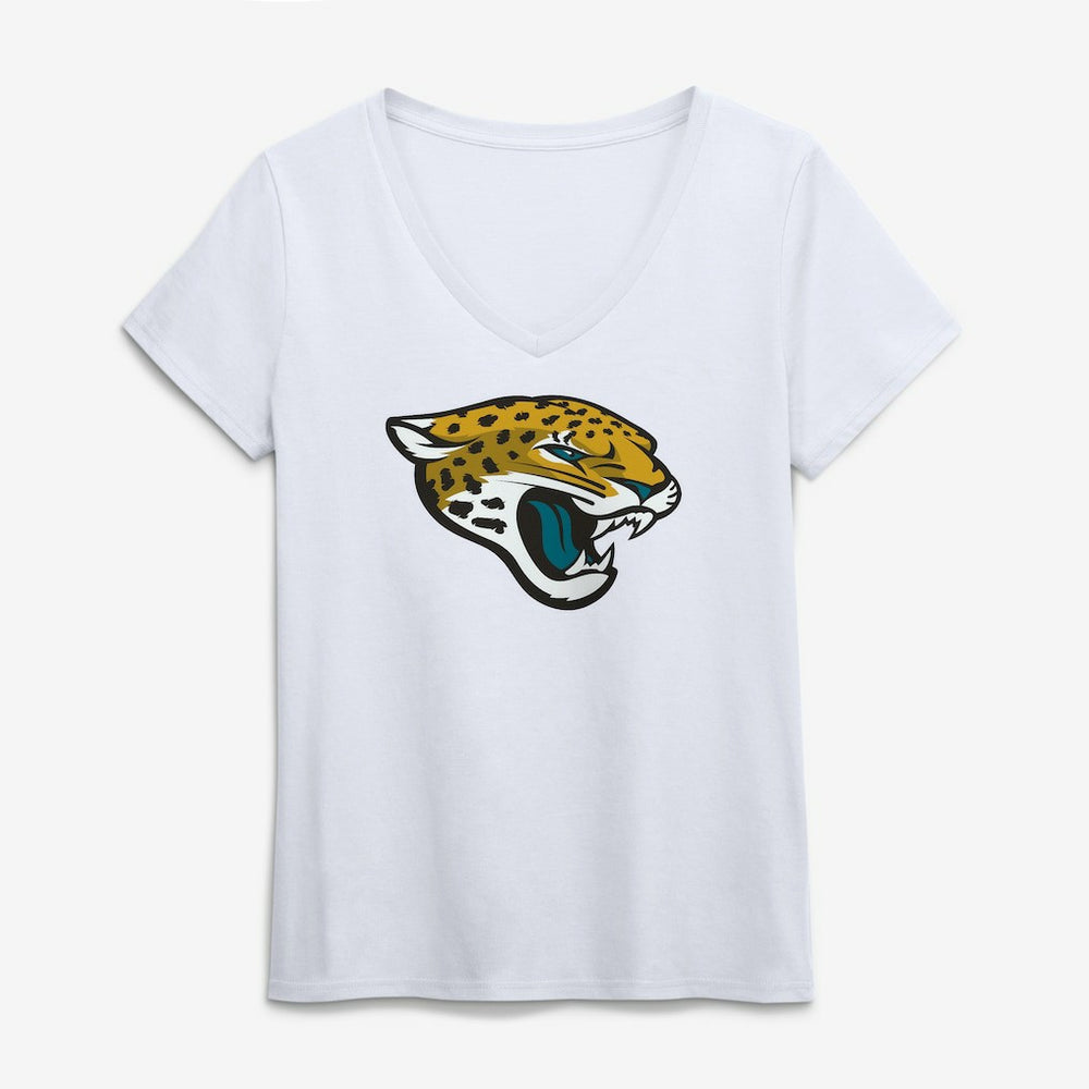 Jacksonville Jaguars Logo Athletic Women's Primary Logo V-Neck T-Shirt White - NFL