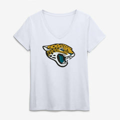 Jacksonville Jaguars Logo Athletic Women's Primary Logo V-Neck T-Shirt White - NFL