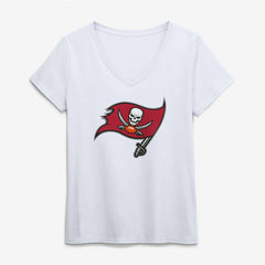 Tampa Bay Buccaneers Logo Athletic Women's Primary Logo V-Neck T-Shirt White - NFL