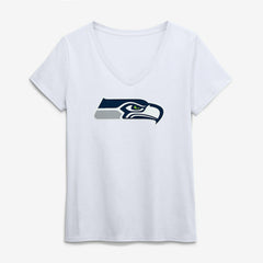 Seattle Seahawks Logo Athletic Women's Primary Logo V-Neck T-Shirt White - NFL