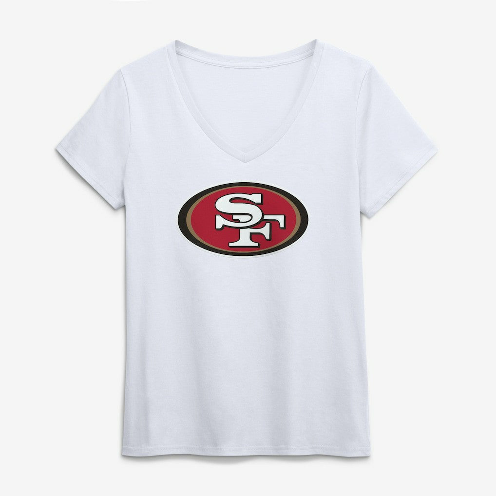San Francisco 49ers Logo Athletic Women's Primary Logo V-Neck T-Shirt White - NFL