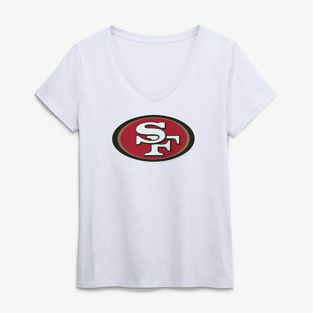 San Francisco 49ers Logo Athletic Women's Primary Logo V-Neck T-Shirt White - NFL