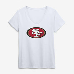 San Francisco 49ers Logo Athletic Women's Primary Logo V-Neck T-Shirt White - NFL