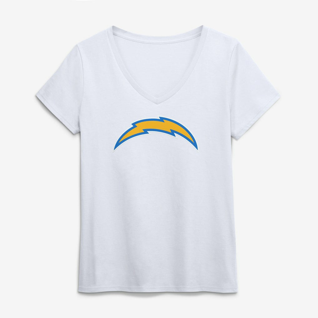 Los Angeles Chargers Logo Athletic Women's Primary Logo V-Neck T-Shirt White - NFL