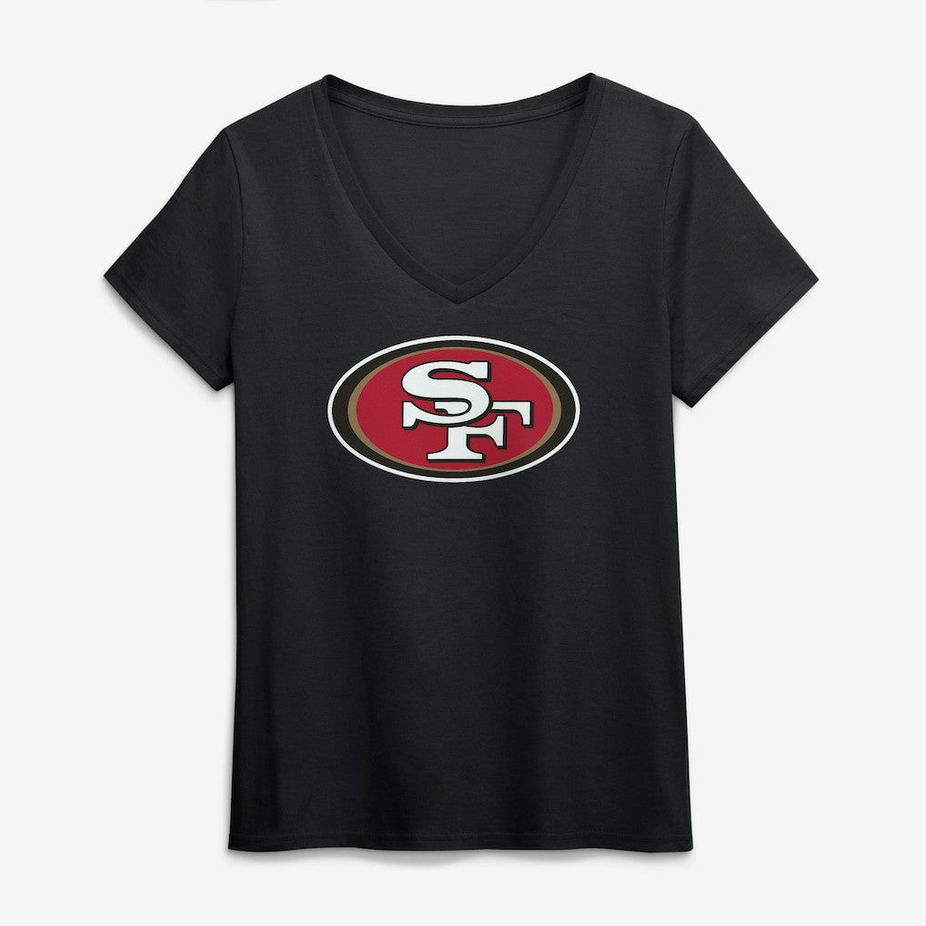 San Francisco 49ers Logo Athletic Women's Primary Logo V-Neck T-Shirt Black - NFL