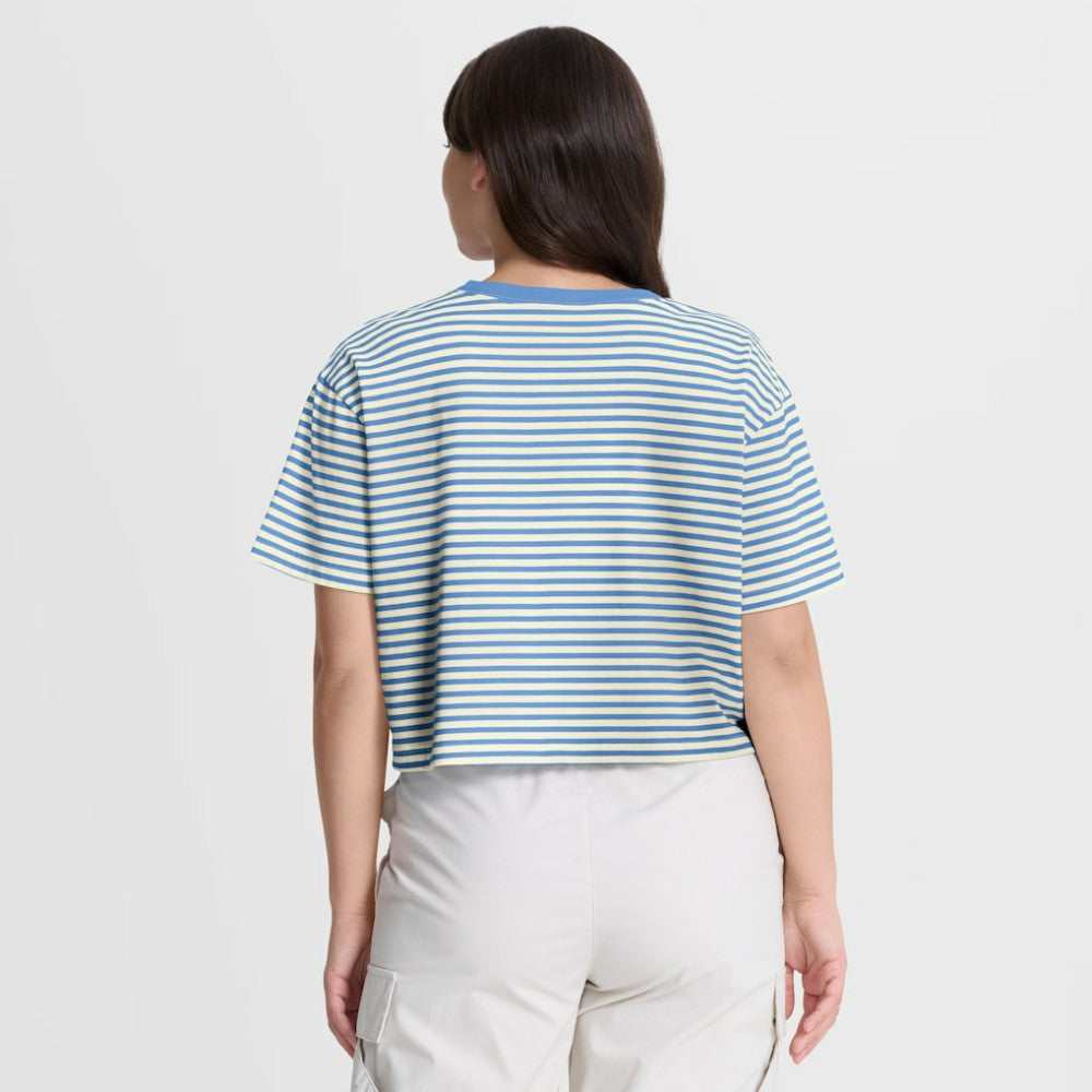 Chicago Cubs Nike Women's Cooperstown Collection Striped Cropped T-Shirt Clearance