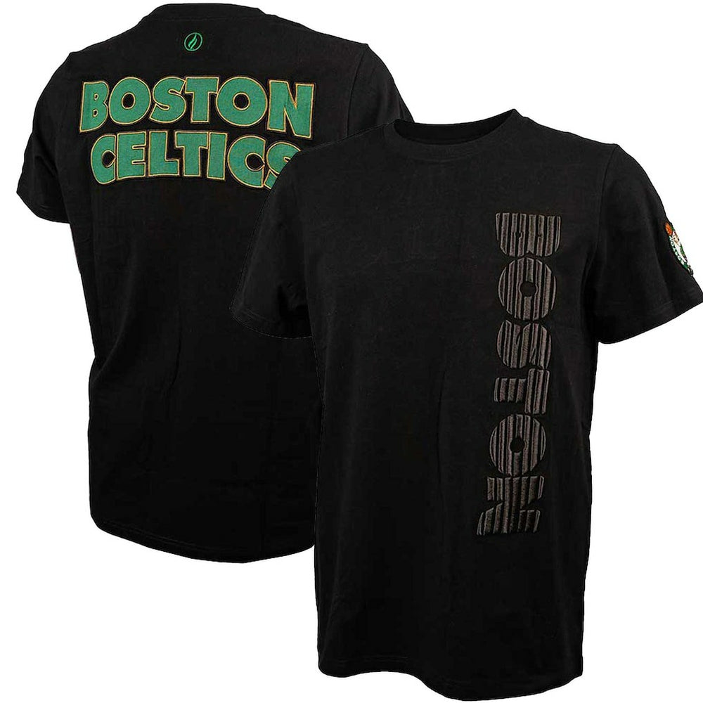 NBA - Boston Celtics FISLL 3D Puff Print Sliced Logo T-Shirt - Black