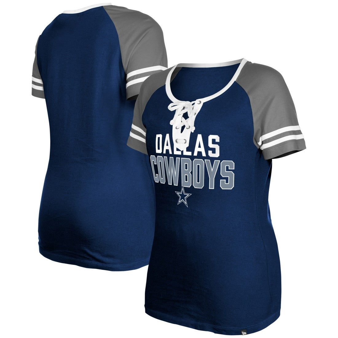 Dallas Cowboys New Era Women's Raglan Lace-Up T-Shirt Navy - NFL