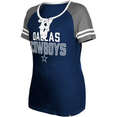 Dallas Cowboys New Era Women's Raglan Lace-Up T-Shirt Navy - NFL