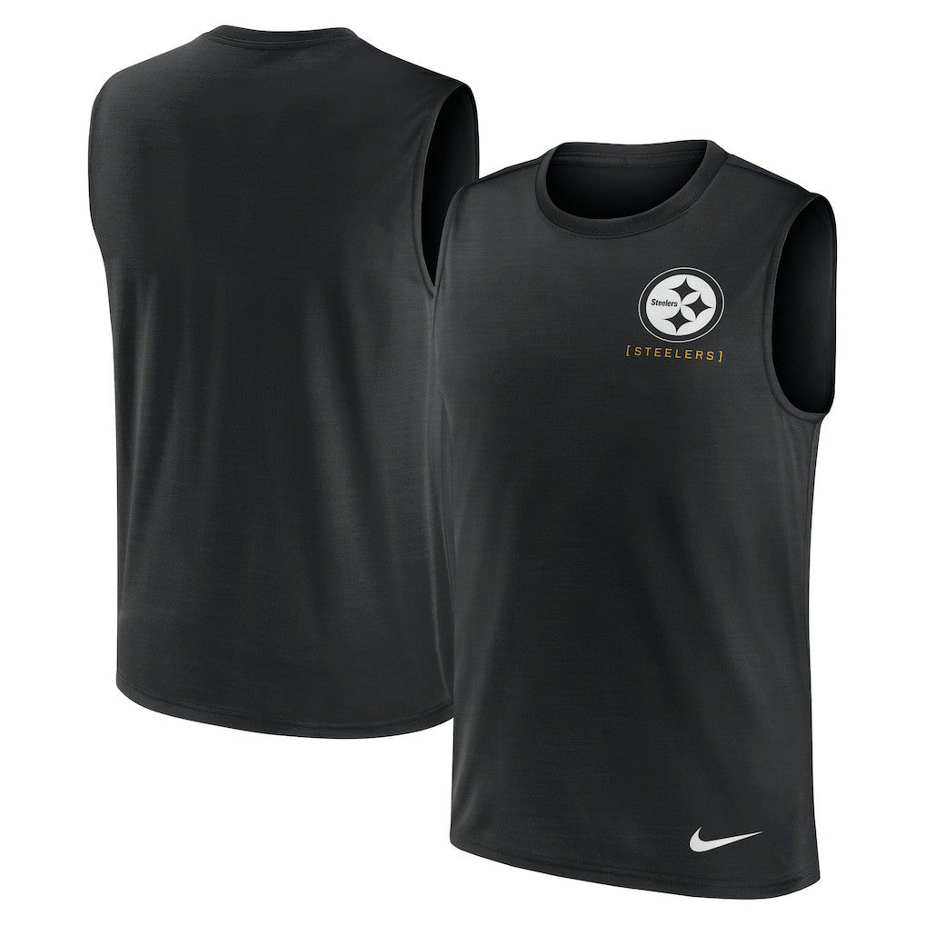 Pittsburgh Steelers Large Logo Lightweight Dri-FIT Muscle Tank Top Black - Nike