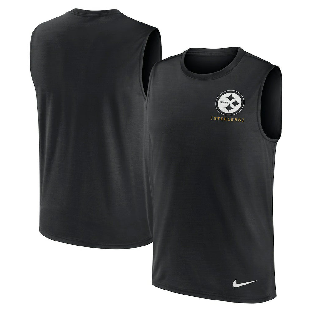 Pittsburgh Steelers Large Logo Lightweight Dri-FIT Muscle Tank Top Black - Nike