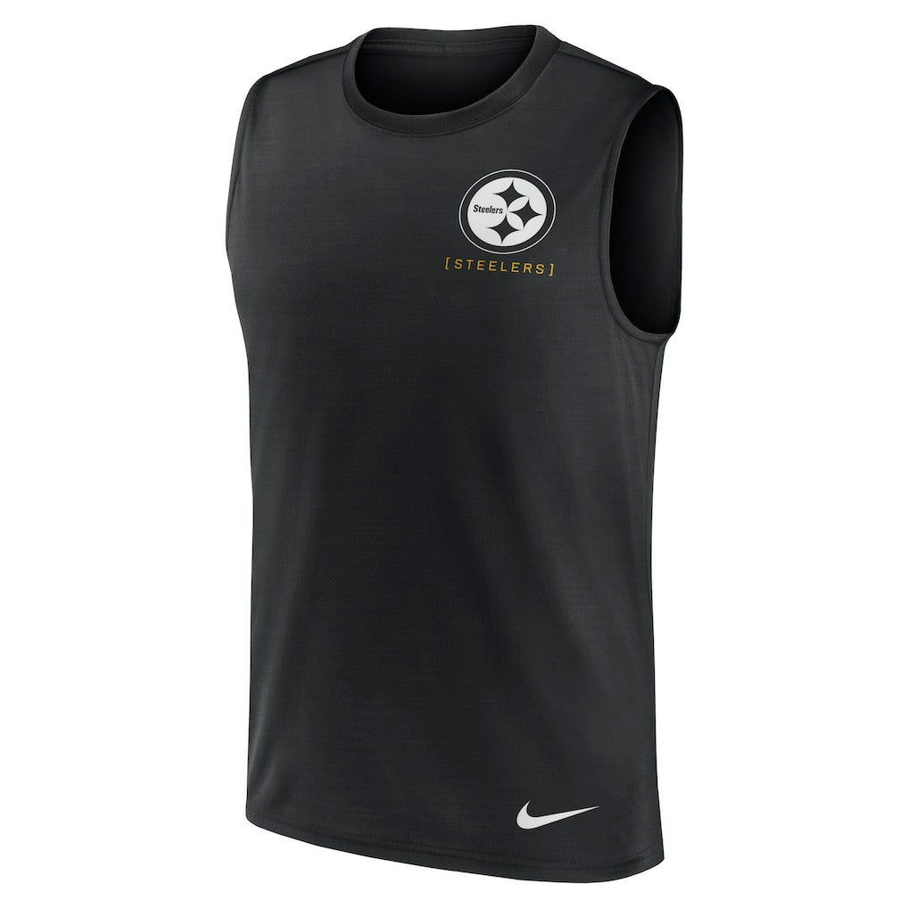 Pittsburgh Steelers Large Logo Lightweight Dri-FIT Muscle Tank Top Black - Nike
