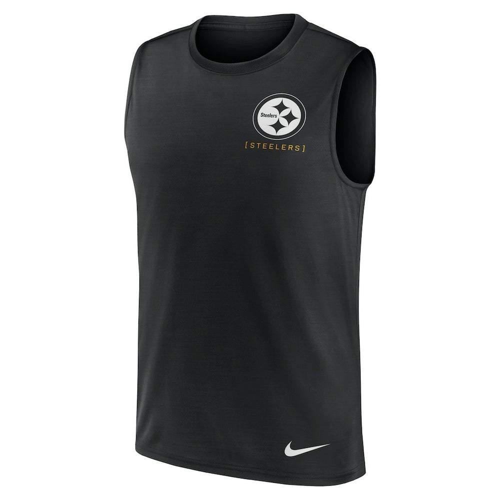 Pittsburgh Steelers Large Logo Lightweight Dri-FIT Muscle Tank Top Black - Nike
