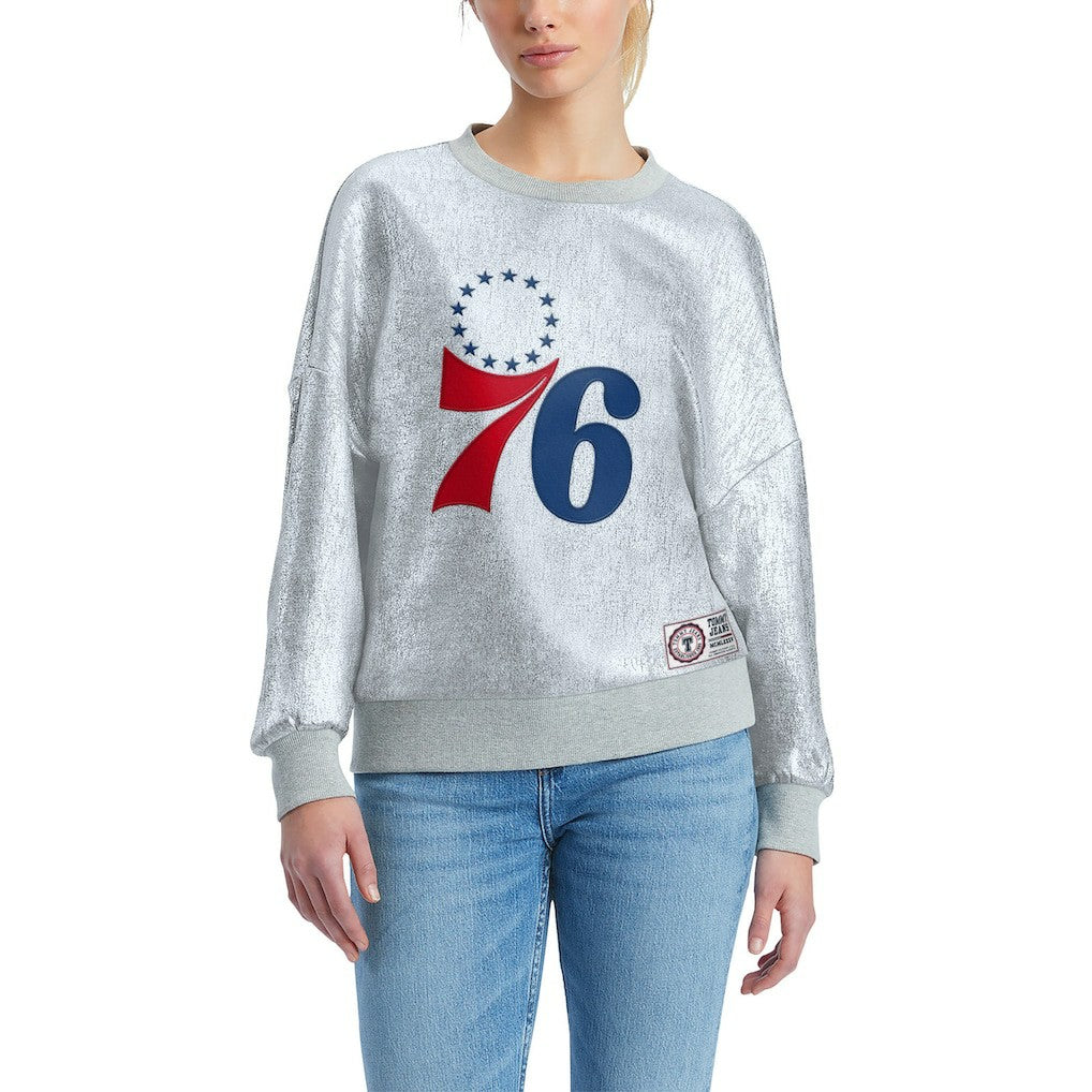 NBA - Philadelphia 76ers Tommy Jeans Women's Tracy Pullover Sweatshirt - Silver