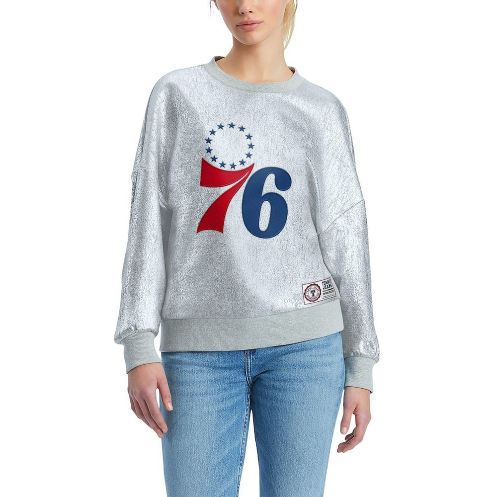 NBA - Philadelphia 76ers Tommy Jeans Women's Tracy Pullover Sweatshirt - Silver