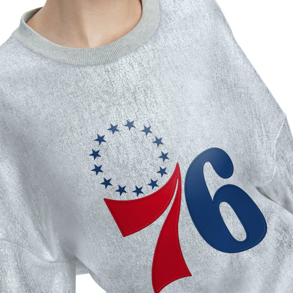 NBA - Philadelphia 76ers Tommy Jeans Women's Tracy Pullover Sweatshirt - Silver