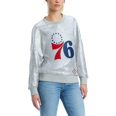 NBA - Philadelphia 76ers Tommy Jeans Women's Tracy Pullover Sweatshirt - Silver