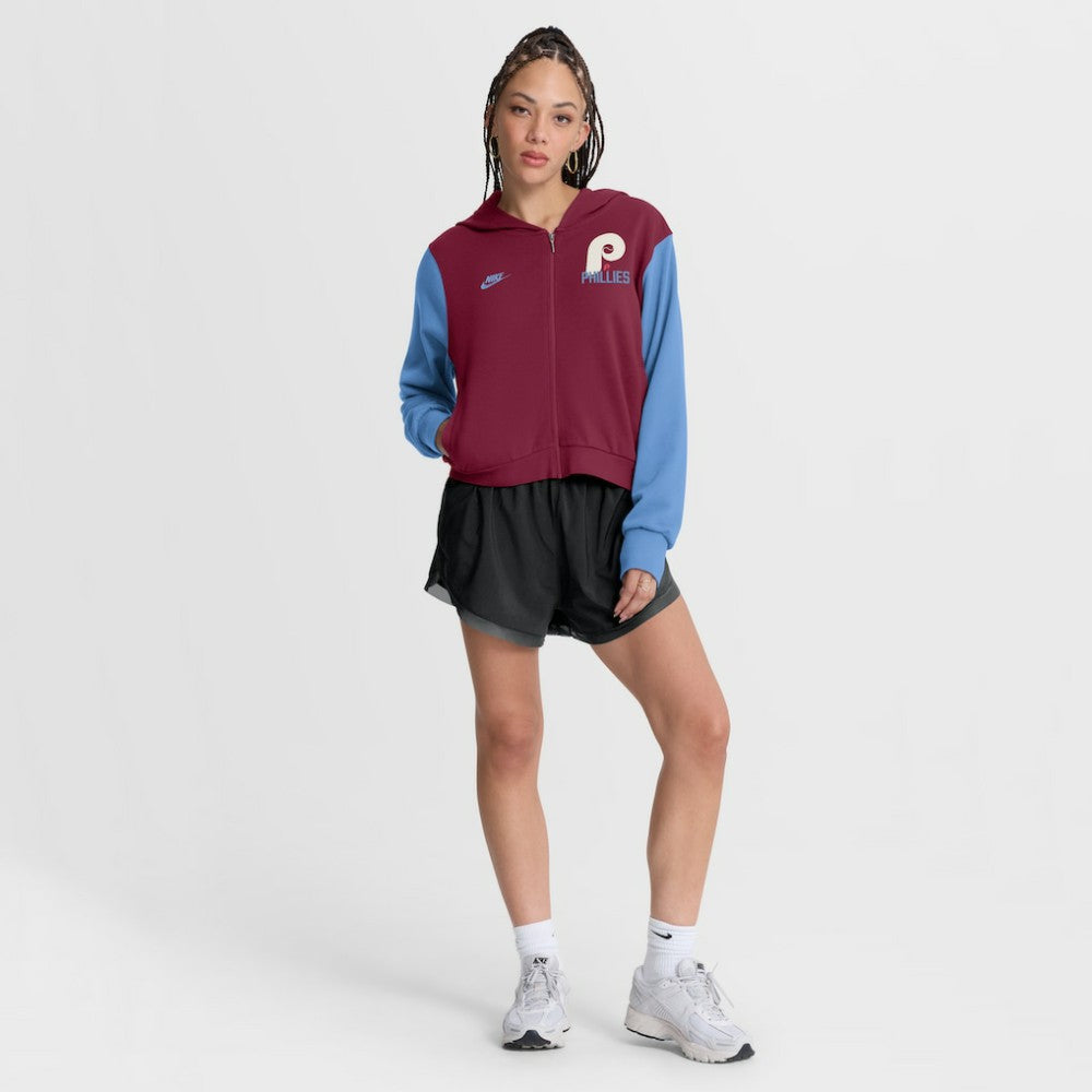 Philadelphia Phillies Nike Women's Cooperstown Collection Cropped Full-Zip Hoodie for sale