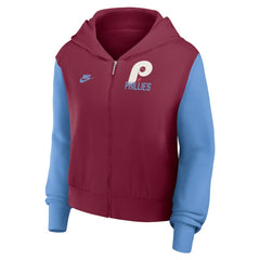 Philadelphia Phillies Nike Women's Cooperstown Collection Cropped Full-Zip Hoodie for sale