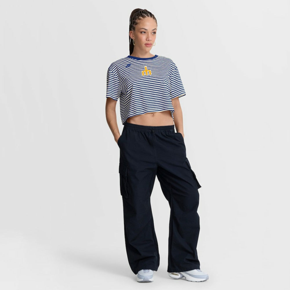 Seattle Mariners Nike Women's Cooperstown Collection Striped Cropped T-Shirt Lifestyle