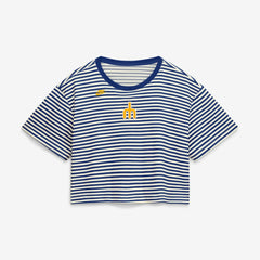 Seattle Mariners Nike Women's Cooperstown Collection Striped Cropped T-Shirt Lifestyle